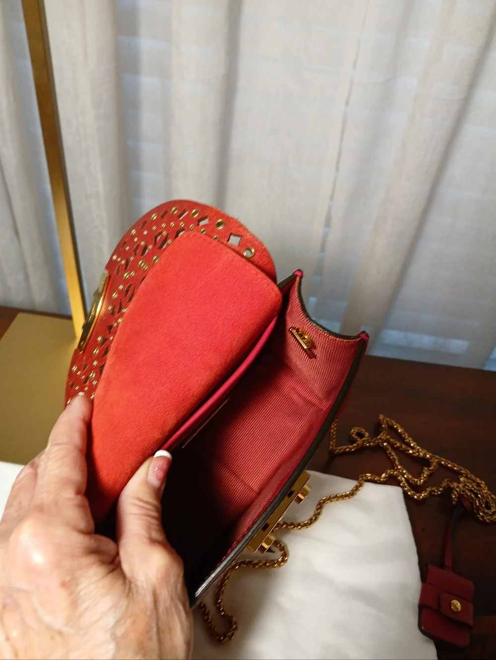 Furla Metropolis Mini Avio Bolera Red Laser Cut Leather - Picture 6 of 11
